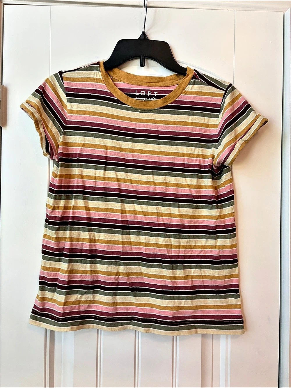 LOFT Vintage Soft Striped Tee Short Sleeve Multi Size Small